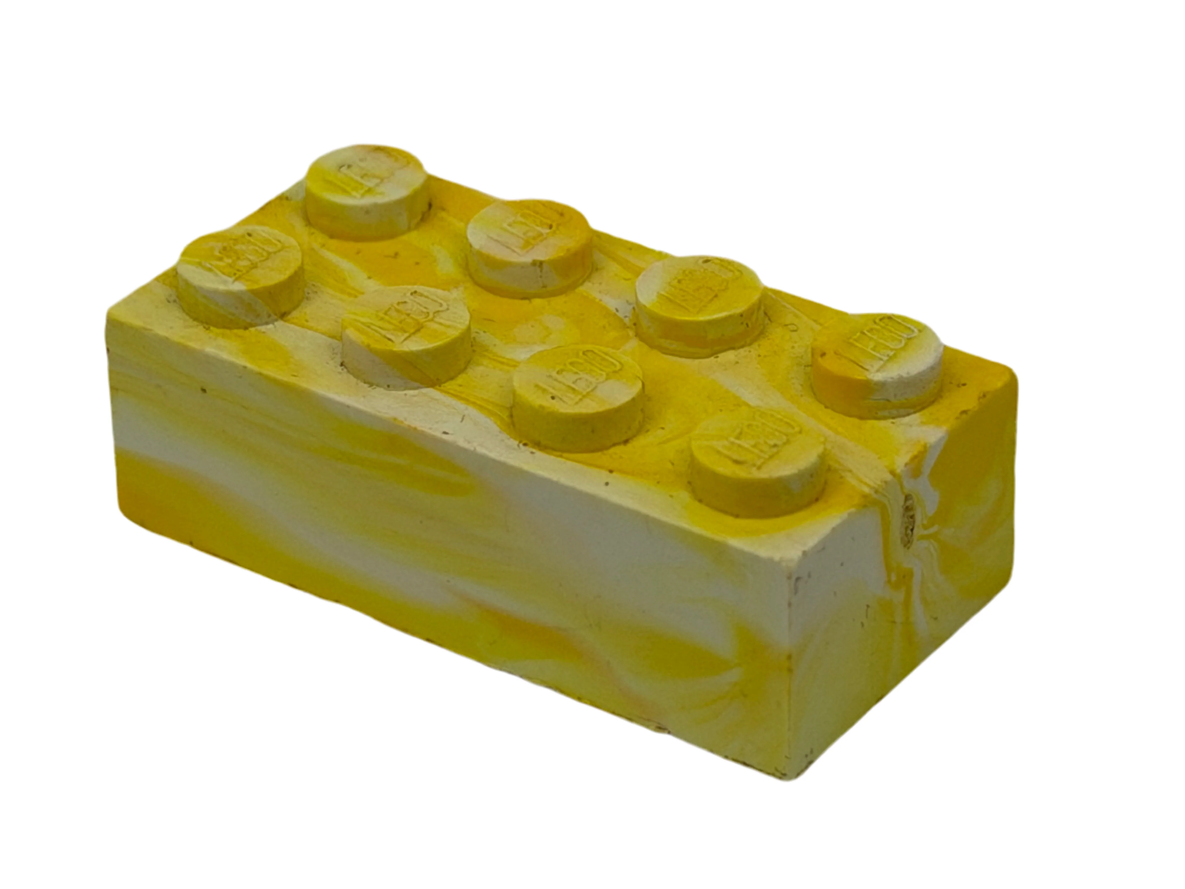 Yellow & White Marbled, 1970's Grangemouth Test 2x4 LEGO® Brick